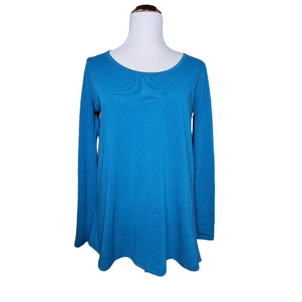 LulaRoe Long Sleeve Tunic Knit Top Blue Size Small